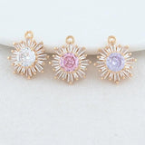 14K Plated Zircon Sun Flowers Charms Pendants - DIY Jewelry Making Supplies