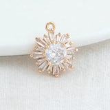 14K Plated Zircon Sun Flowers Charms Pendants - DIY Jewelry Making Supplies