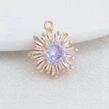 14K Plated Zircon Sun Flowers Charms Pendants - DIY Jewelry Making Supplies