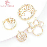 2PCS 11.5MM Brass Zircon Star Cat Paw Charms Pendants DIY Jewelry Findings