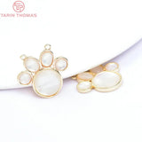 2PCS 11.5MM Brass Zircon Star Cat Paw Charms Pendants DIY Jewelry Findings