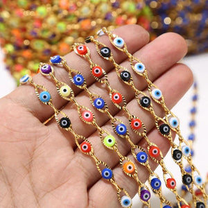 1 Meter Stainless Steel Turkey Eye Charm Link Chains Eye Beaded Chain