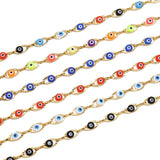 1 Meter Stainless Steel Turkey Eye Charm Link Chains Eye Beaded Chain