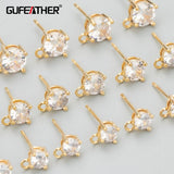 18k Rhodium Plated Copper Zircon Charms DIY Earrings 10pcs