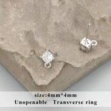 18k Rhodium Plated Copper Zircon Charms DIY Earrings 10pcs