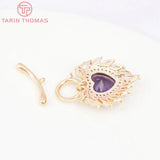 24K Plated Brass Zircon Heart Bracelet Toggle Clasps Jewelry Findings