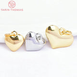 6PCS 10MM 18K Brass Heart Charms Pendants for DIY Jewelry Making