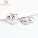 6PCS 10MM 18K Brass Heart Charms Pendants for DIY Jewelry Making