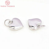 6PCS 10MM 18K Brass Heart Charms Pendants for DIY Jewelry Making