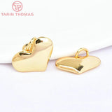 6PCS 10MM 18K Brass Heart Charms Pendants for DIY Jewelry Making