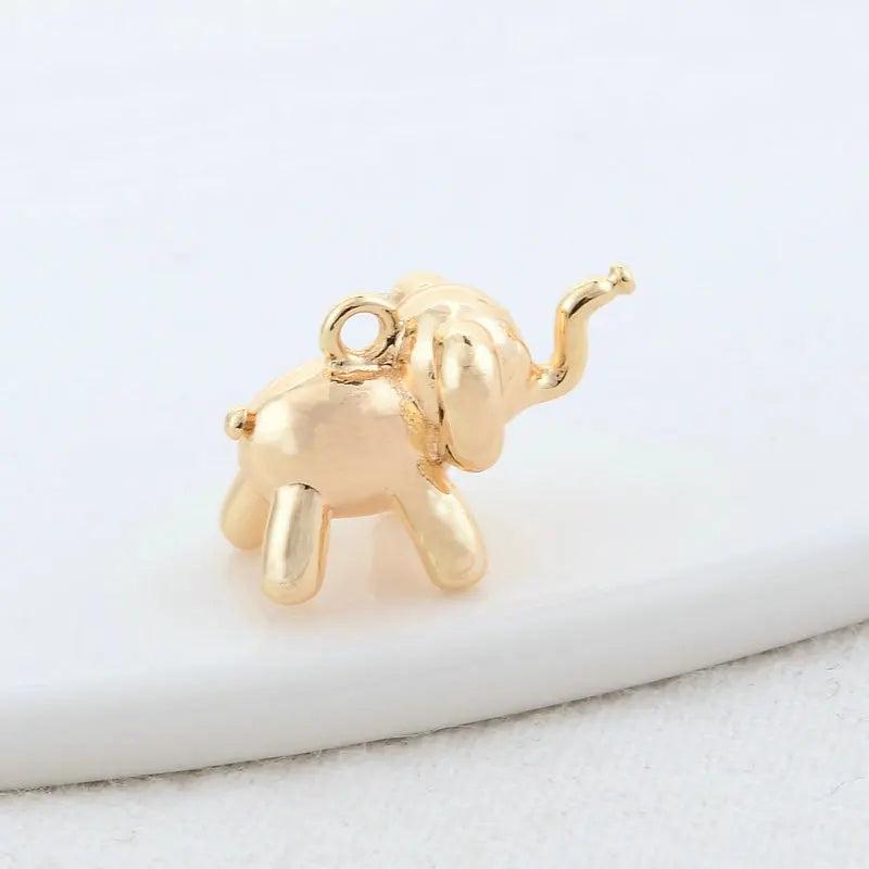 14K Brass Elephant Charms Pendants for DIY Jewelry Making