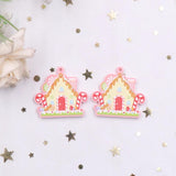 CN Gingerbread House Print Earrings Christmas Jewelry