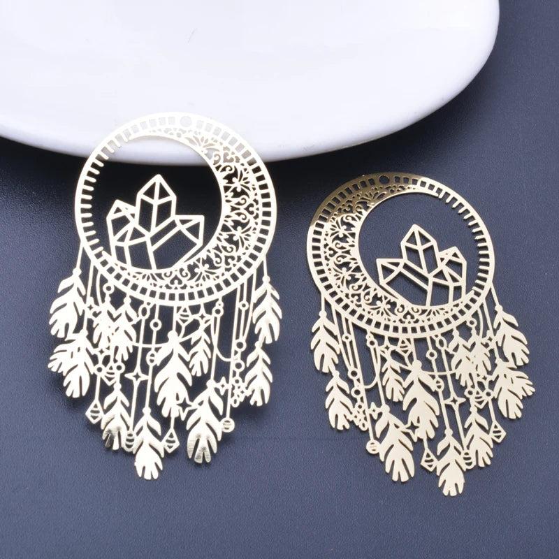 6pcs 58*35mm Filigree Dream Catcher Charms for DIY Jewelry Making