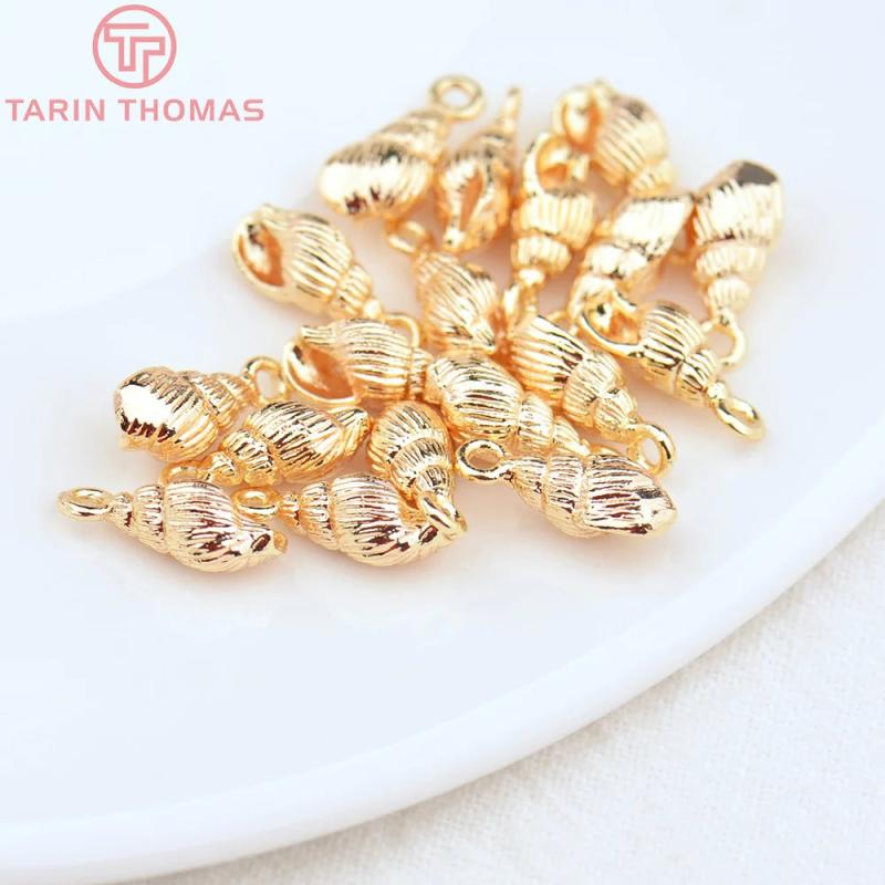 10PCS 4.8x9MM 24K Plated Brass Conch Charms Pendants DIY Jewelry Findings