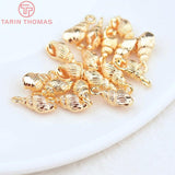 10PCS 4.8x9MM 24K Plated Brass Conch Charms Pendants DIY Jewelry Findings