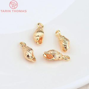 10PCS 4.8x9MM 24K Plated Brass Conch Charms Pendants DIY Jewelry Findings