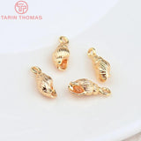 10PCS 4.8x9MM 24K Plated Brass Conch Charms Pendants DIY Jewelry Findings