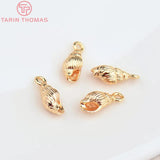 10PCS 4.8x9MM 24K Plated Brass Conch Charms Pendants DIY Jewelry Findings