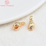 10PCS 4.8x9MM 24K Plated Brass Conch Charms Pendants DIY Jewelry Findings