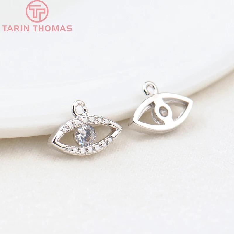 4PCS 6.5x12.5MM 24K Plated Oval Eye Charms for Jewelry Making