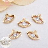 4PCS 6.5x12.5MM 24K Plated Oval Eye Charms for Jewelry Making