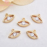 4PCS 6.5x12.5MM 24K Plated Oval Eye Charms for Jewelry Making