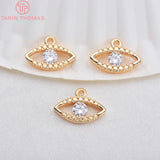 4PCS 6.5x12.5MM 24K Plated Oval Eye Charms for Jewelry Making