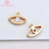 4PCS 6.5x12.5MM 24K Plated Oval Eye Charms for Jewelry Making