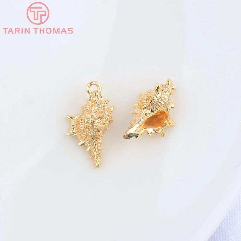 6PCS 9x14MM 24K Brass Conch Charms Pendants for DIY Jewelry Making