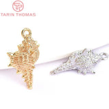 6PCS 9x14MM 24K Brass Conch Charms Pendants for DIY Jewelry Making