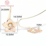 10PCS 24K Brass Zircon Flower Earring Hooks Jewelry Findings