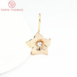 10PCS 24K Brass Zircon Flower Earring Hooks Jewelry Findings