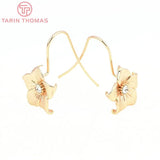 10PCS 24K Brass Zircon Flower Earring Hooks Jewelry Findings