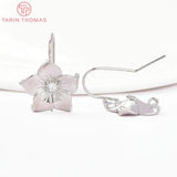 10PCS 24K Brass Zircon Flower Earring Hooks Jewelry Findings