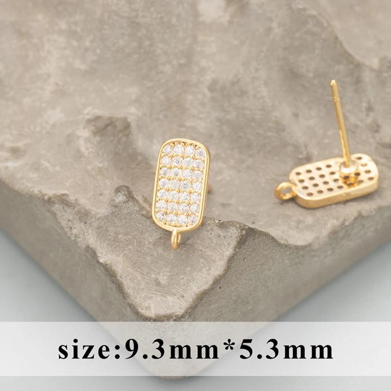 18k Rhodium Plated Copper Zircons Charms, Hand Made, DIY Earrings