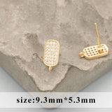 18k Rhodium Plated Copper Zircons Charms, Hand Made, DIY Earrings