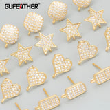 18k Rhodium Plated Copper Zircons Charms, Hand Made, DIY Earrings