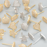 18k Rhodium Plated Copper Zircons Charms, Hand Made, DIY Earrings