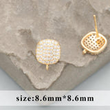 18k Rhodium Plated Copper Zircons Charms, Hand Made, DIY Earrings