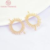 10PCS 15MM 24K Brass Sun Flower Double Holes Charms Pendants