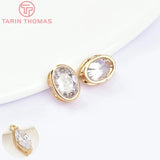 7x9MM 24K Brass Zircon Oval Spacer Beads Bracelet DIY Jewelry Accessories