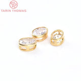 7x9MM 24K Brass Zircon Oval Spacer Beads Bracelet DIY Jewelry Accessories
