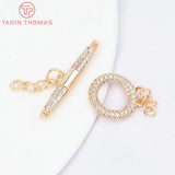 2PCS 14MM 24K Brass Zircon Circle Charms Pendants DIY Jewelry Findings