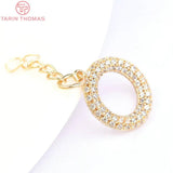 2PCS 14MM 24K Brass Zircon Circle Charms Pendants DIY Jewelry Findings