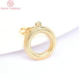 2PCS 14MM 24K Brass Zircon Circle Charms Pendants DIY Jewelry Findings