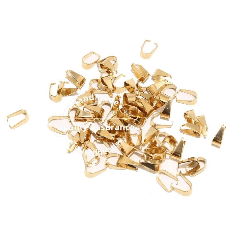50pcs Stainless Steel Pinch Clip Bail Pendant Connectors for DIY Jewelry Making