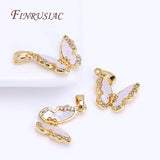 18K Plated Shell Butterfly Pendants, Zircon Charms DIY Jewelry Material