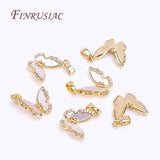 18K Plated Shell Butterfly Pendants, Zircon Charms DIY Jewelry Material