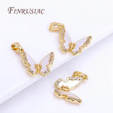 18K Plated Shell Butterfly Pendants, Zircon Charms DIY Jewelry Material