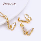 18K Plated Shell Butterfly Pendants, Zircon Charms DIY Jewelry Material